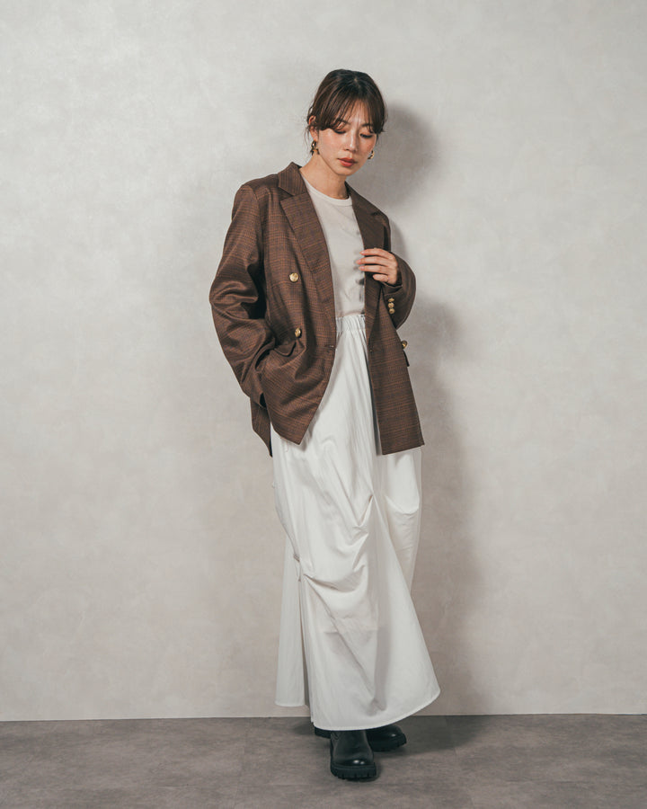 Effortless チェックジャケット (BROWN)