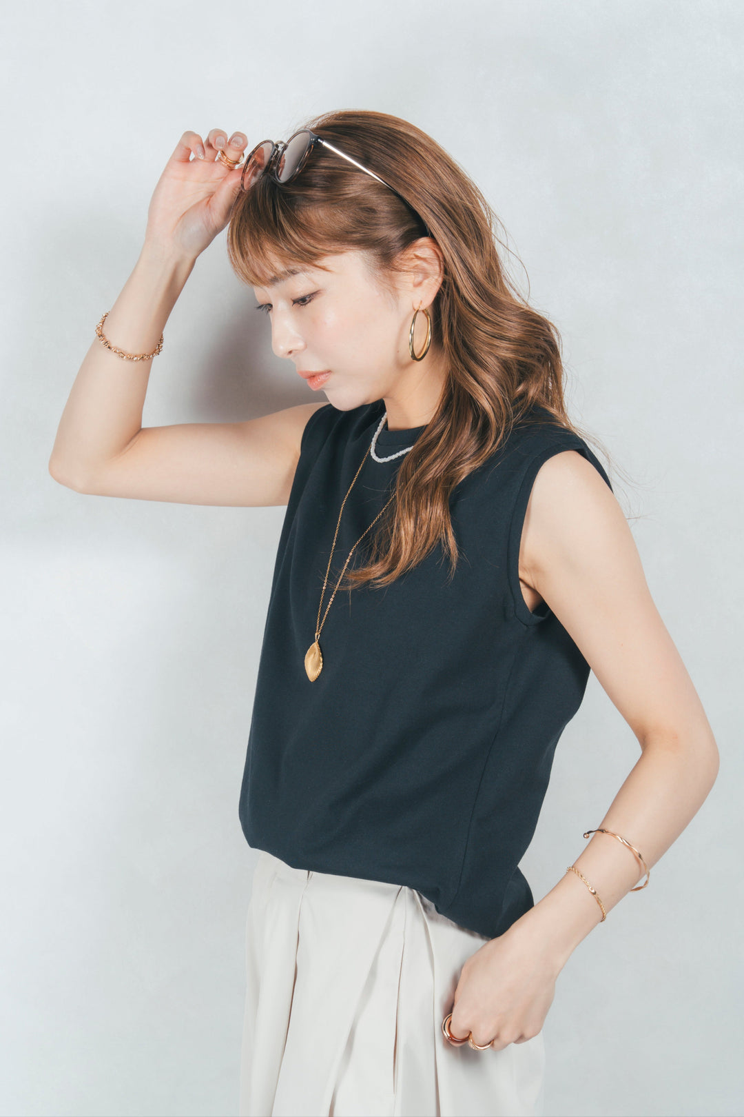 ［SET］USAコットンスリーブレストップス（2枚SET）