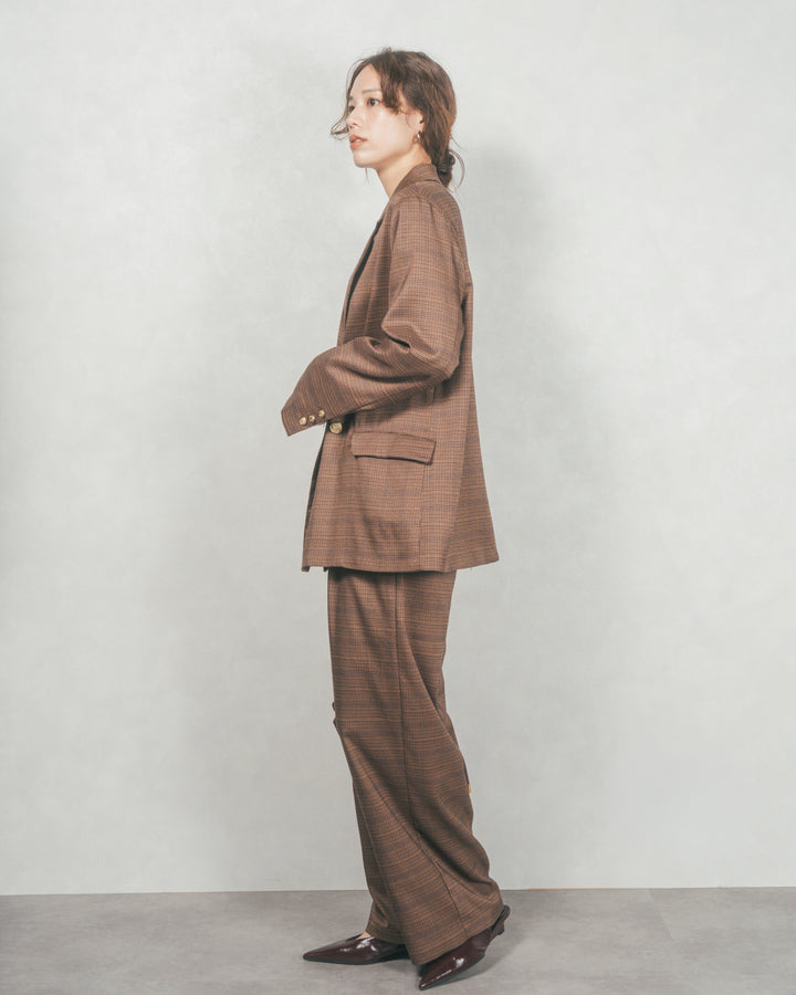 Effortless チェックジャケット (BROWN)