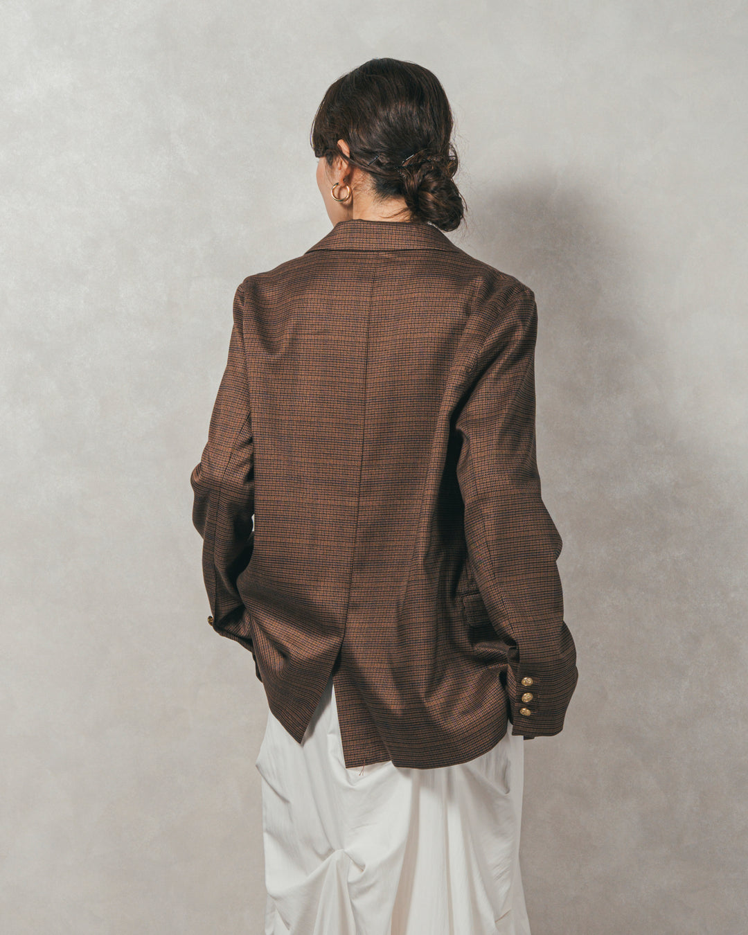 Effortless チェックジャケット (BROWN)