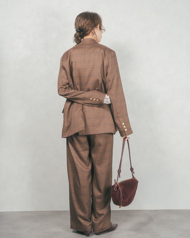 Effortless チェックジャケット (BROWN)