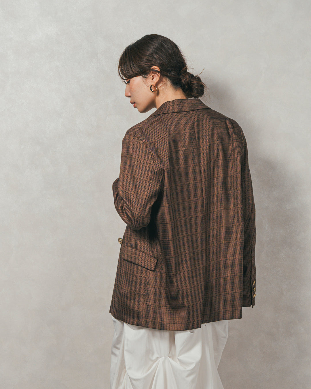 Effortless チェックジャケット (BROWN)