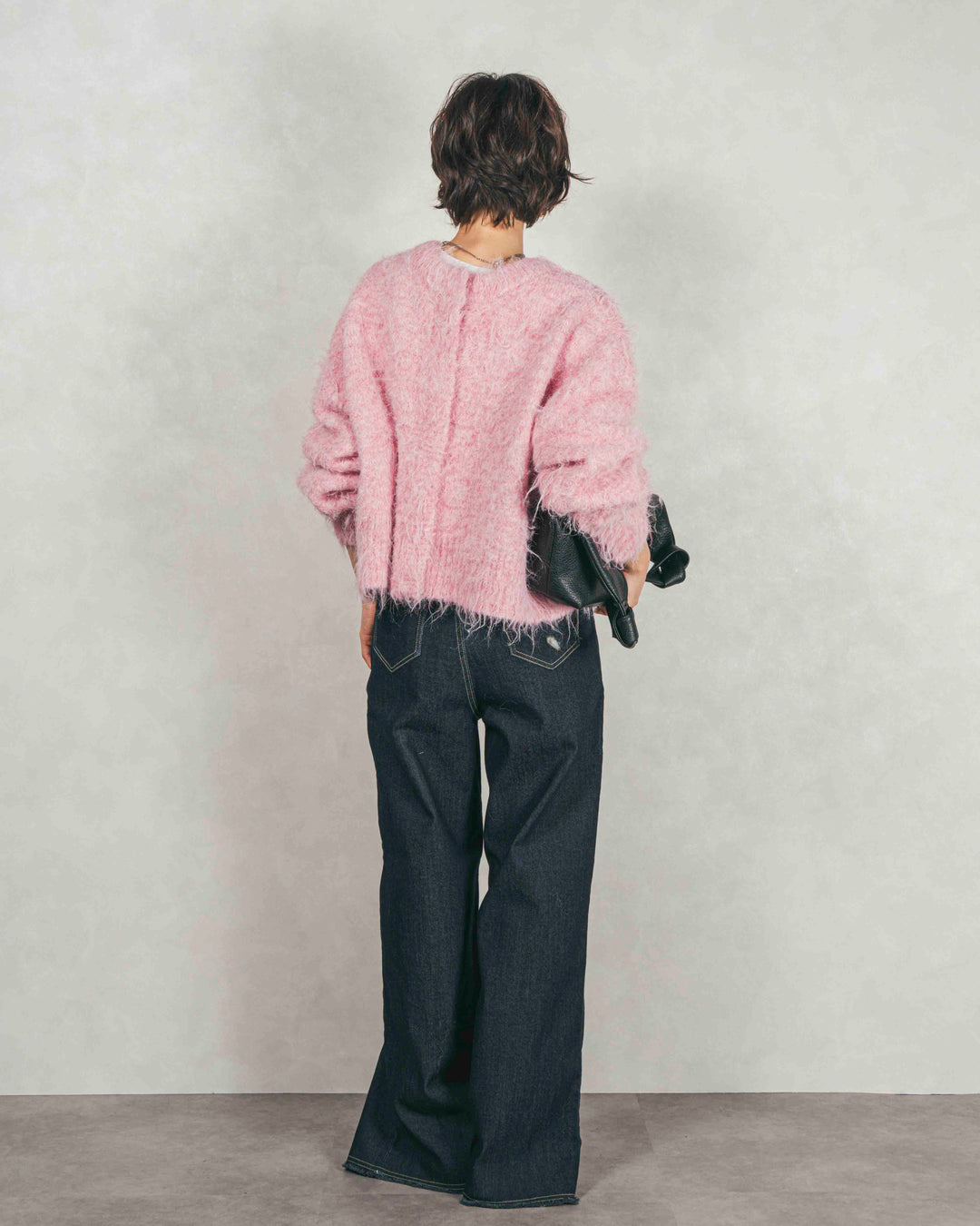 ［SET］ミックスヤーン2WAYカーディガン+センターシーム リラックスカラーデニム