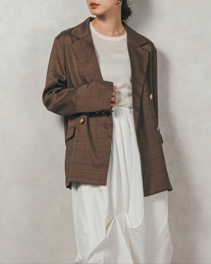 Effortless チェックジャケット (BROWN)