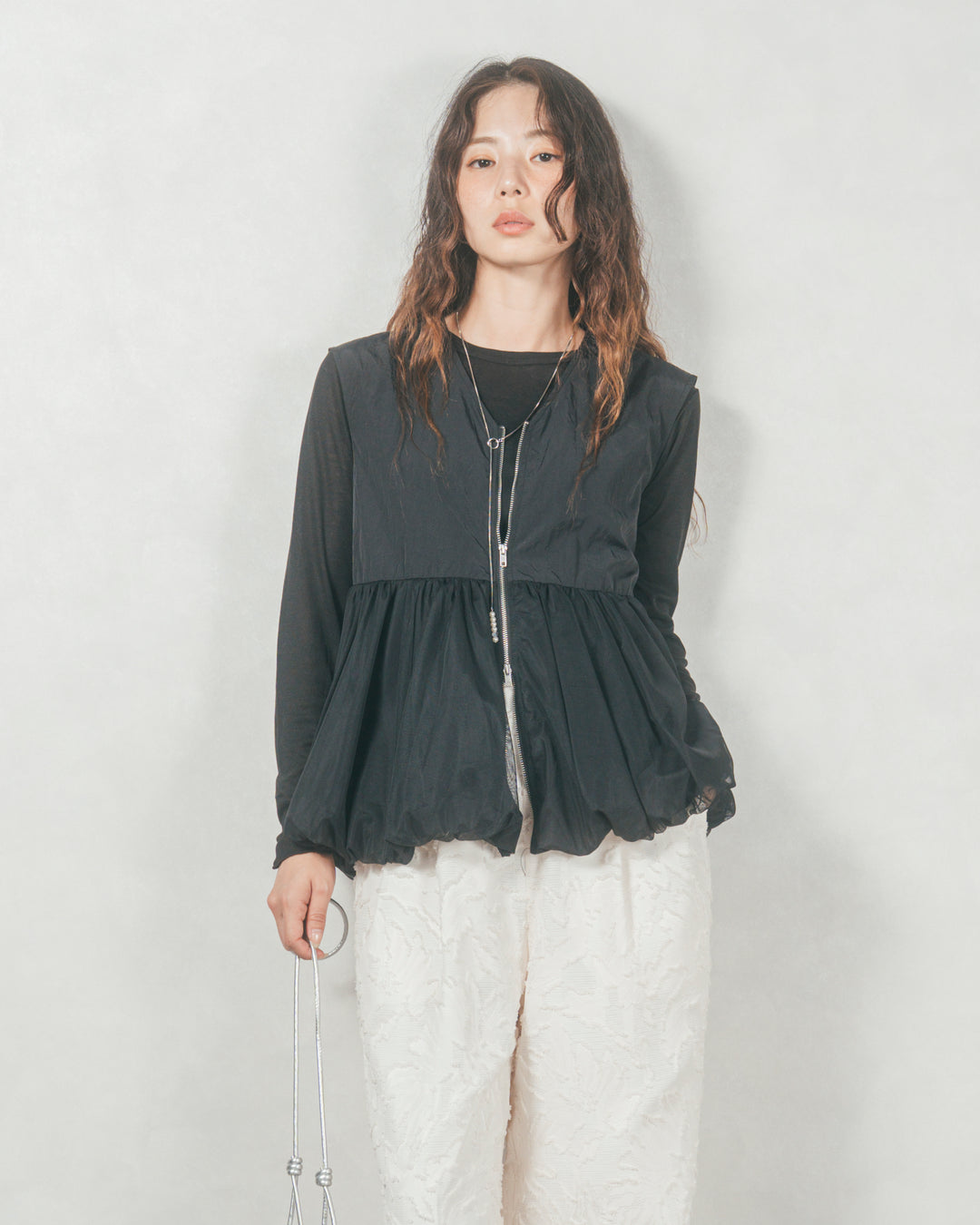 チュールタフタバルーンベスト (BLACK)