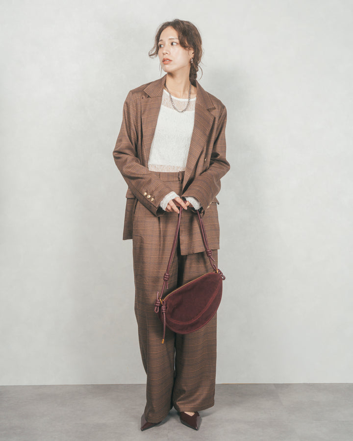 Effortless チェックジャケット (BROWN)