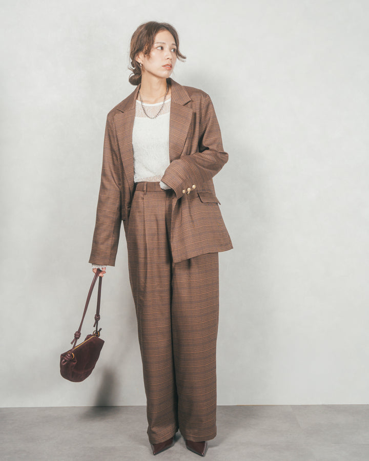 ［SET］Effortless チェックジャケット+Effortless チェックタックパンツ（2SET）
