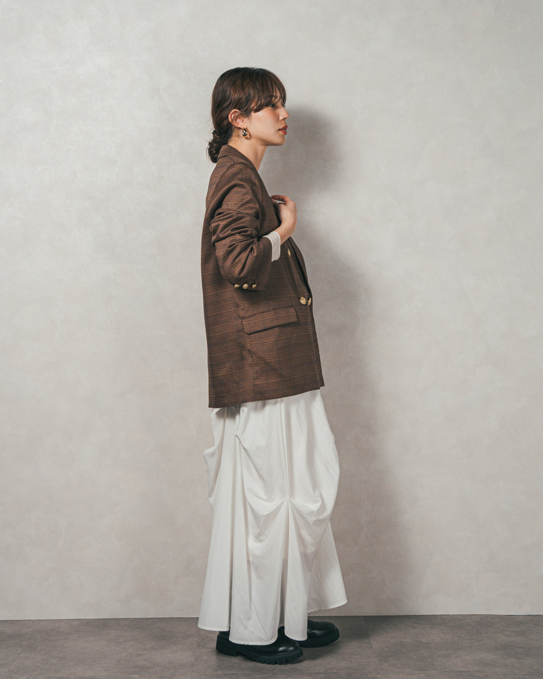 Effortless チェックジャケット (BROWN)