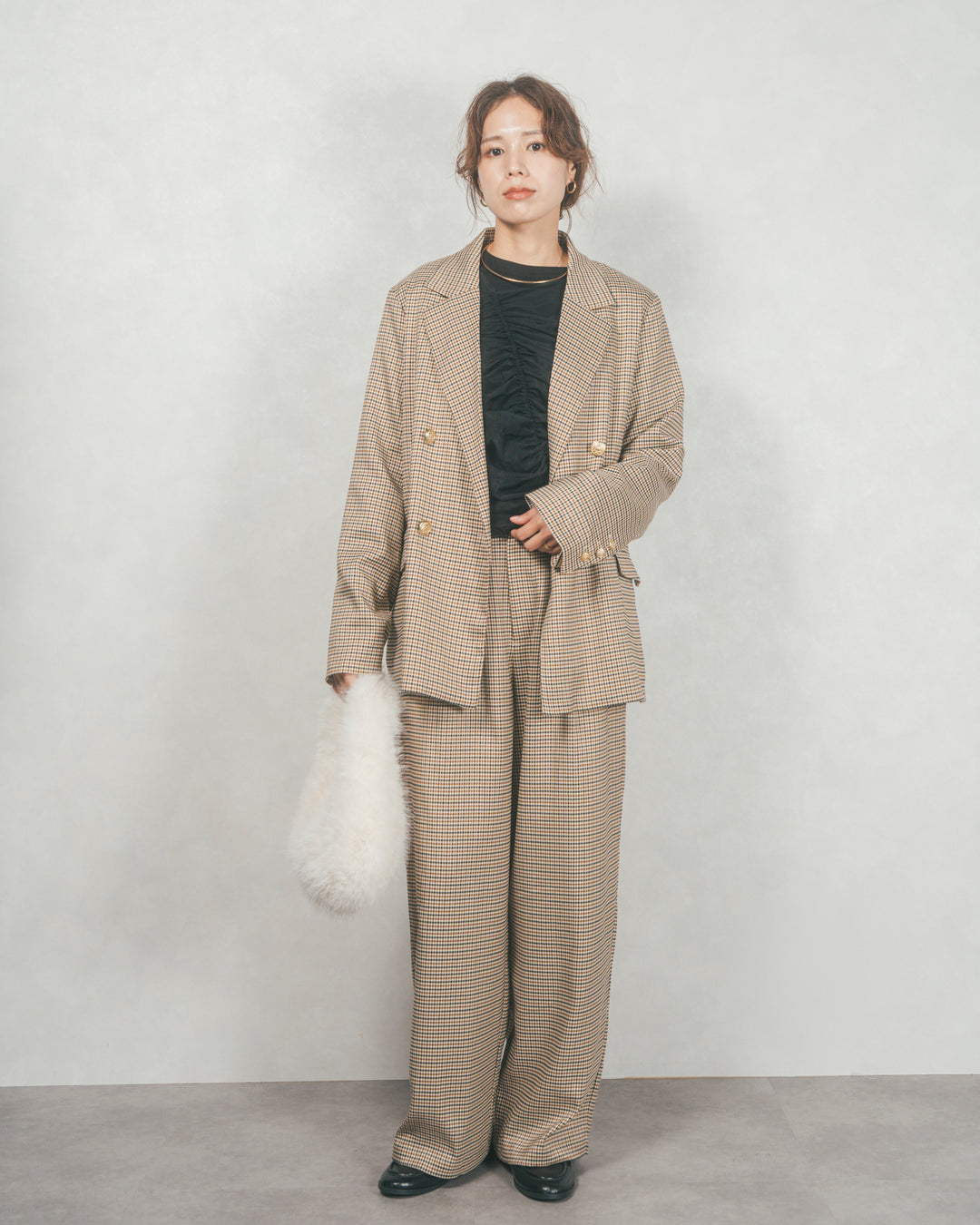 ［SET］Effortless チェックジャケット+Effortless チェックタックパンツ（2SET）