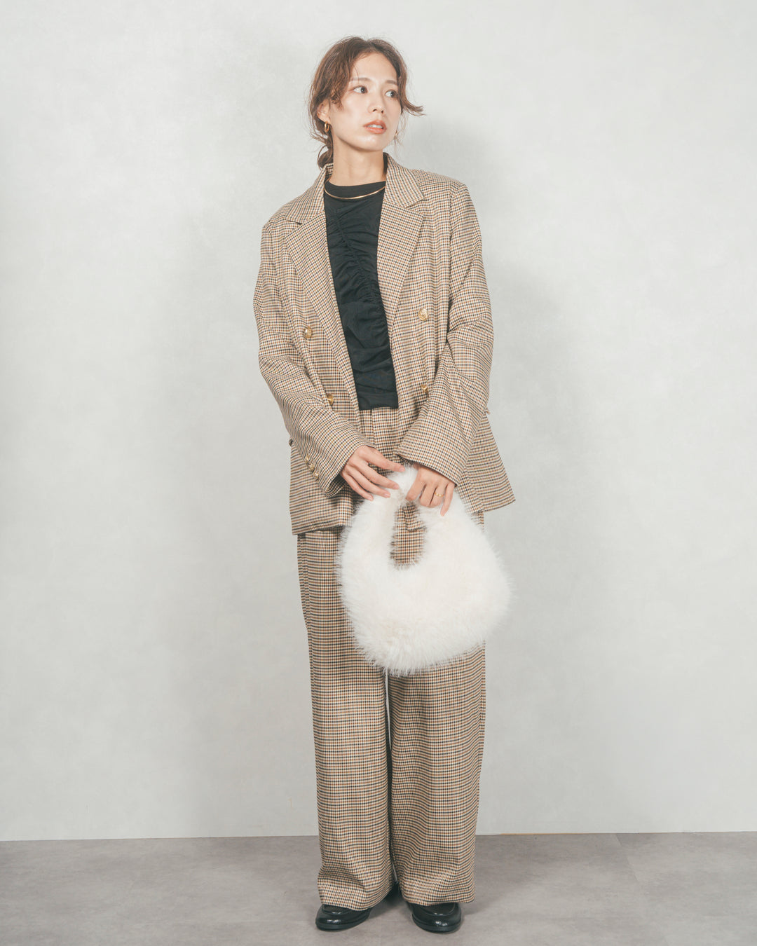 ［SET］Effortless チェックジャケット+Effortless チェックタックパンツ（2SET）