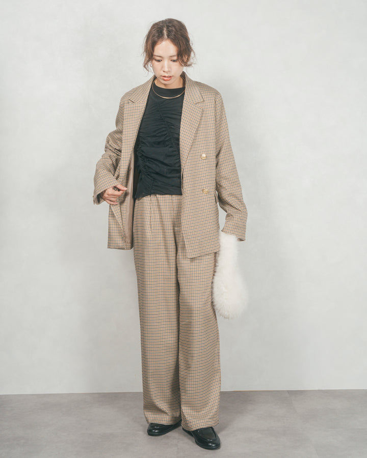 ［SET］Effortless チェックジャケット+Effortless チェックタックパンツ（2SET）