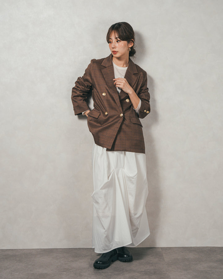 Effortless チェックジャケット (BROWN)