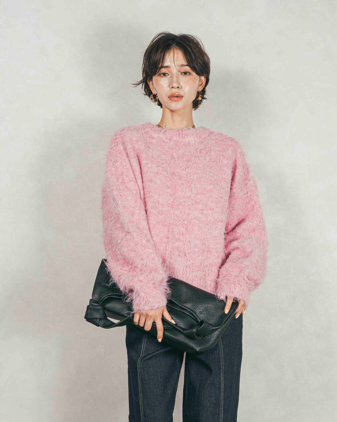 ［SET］ミックスヤーン2WAYカーディガン+センターシーム リラックスカラーデニム