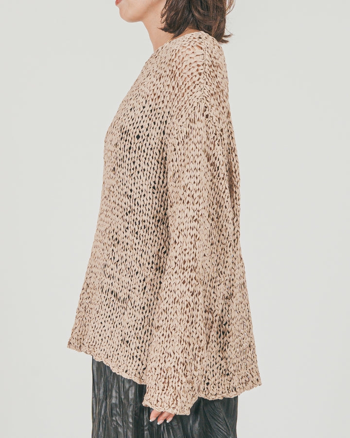 ［SET］エアリールーズオーバーニット + Crinkleレザーライク フレアスカート（2SET）