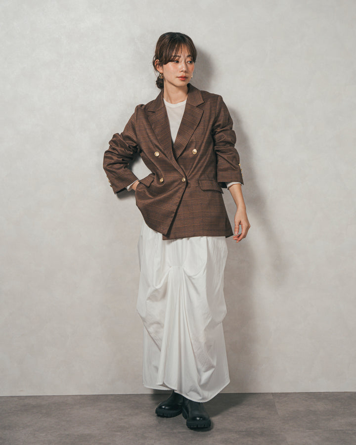 Effortless チェックジャケット (BROWN)