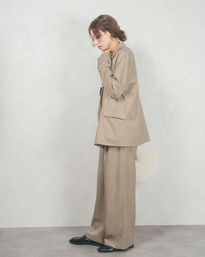 ［SET］Effortless チェックジャケット+Effortless チェックタックパンツ（2SET）