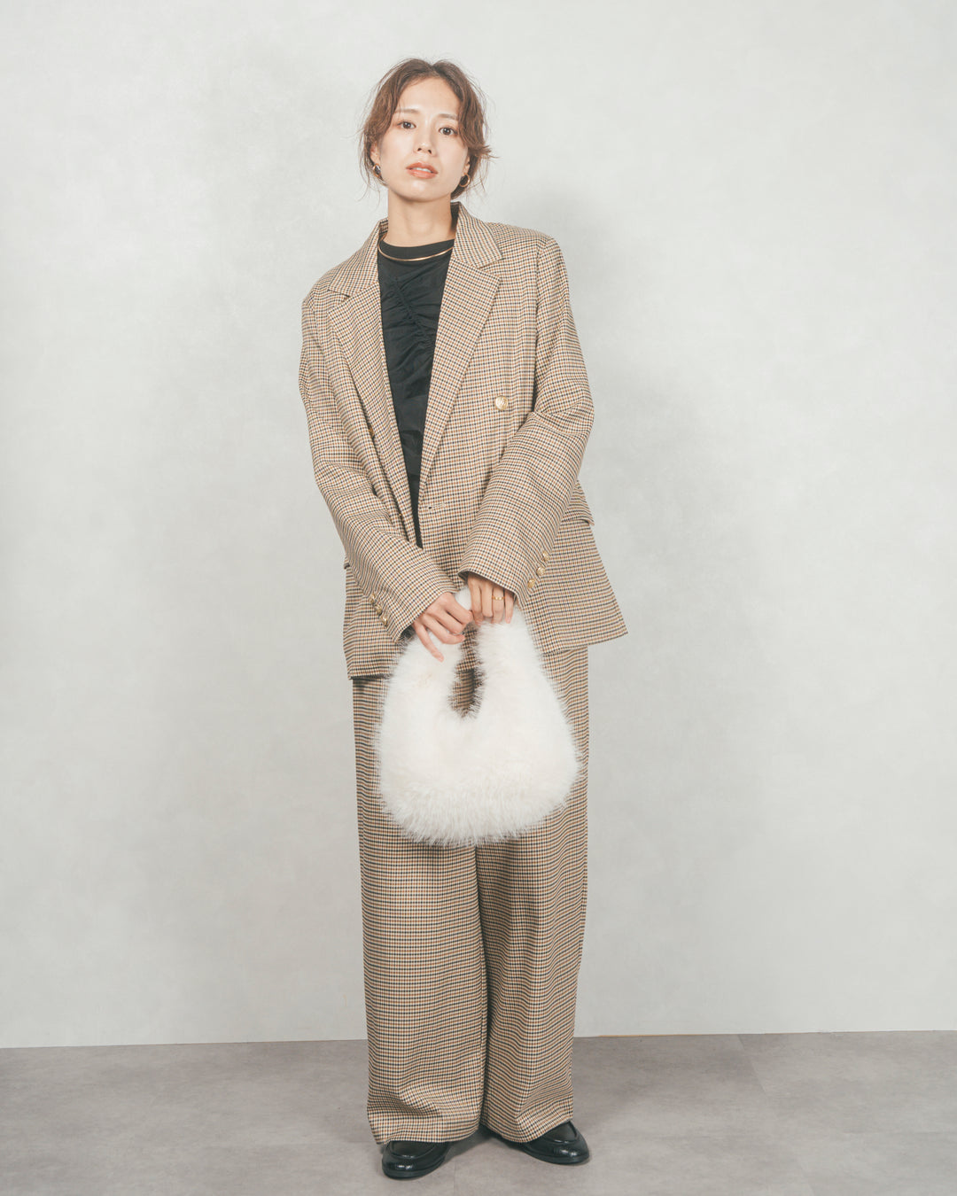 ［SET］Effortless チェックジャケット+Effortless チェックタックパンツ（2SET）