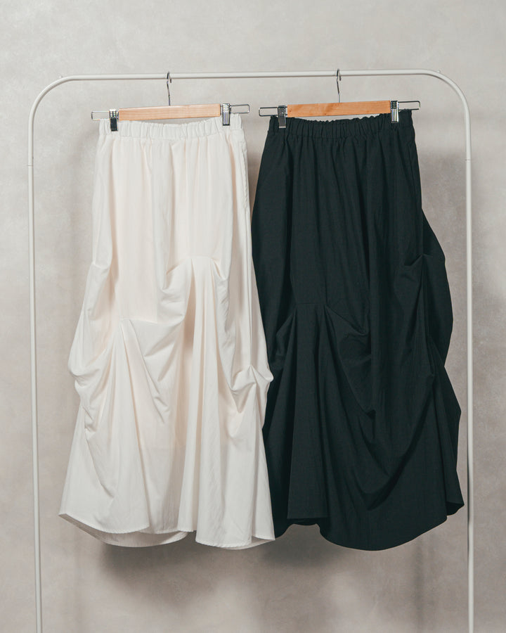 ［SET］フロントフリルメランジニットカーデ+ヴィンテージブロードランダムタックスカート（2SET）