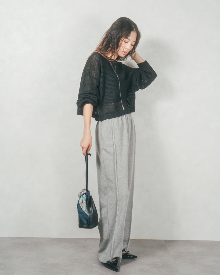 クロップドメッシュニット( BLACK)