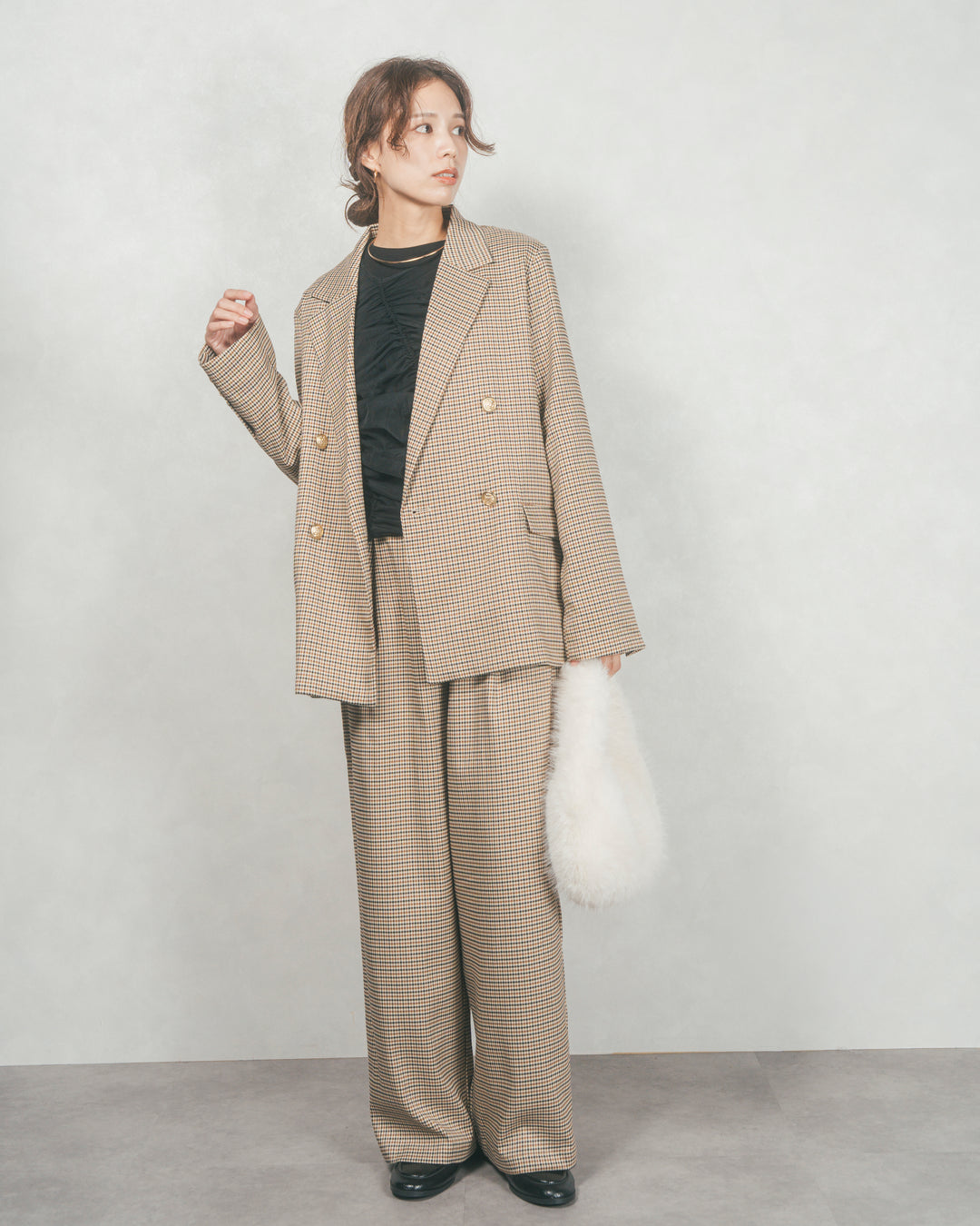 ［SET］Effortless チェックジャケット+Effortless チェックタックパンツ（2SET）