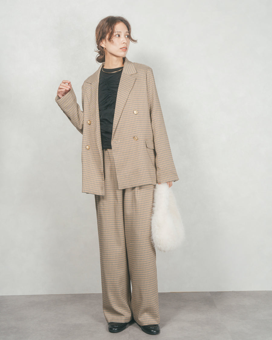 ［SET］Effortless チェックジャケット+Effortless チェックタックパンツ（2SET）