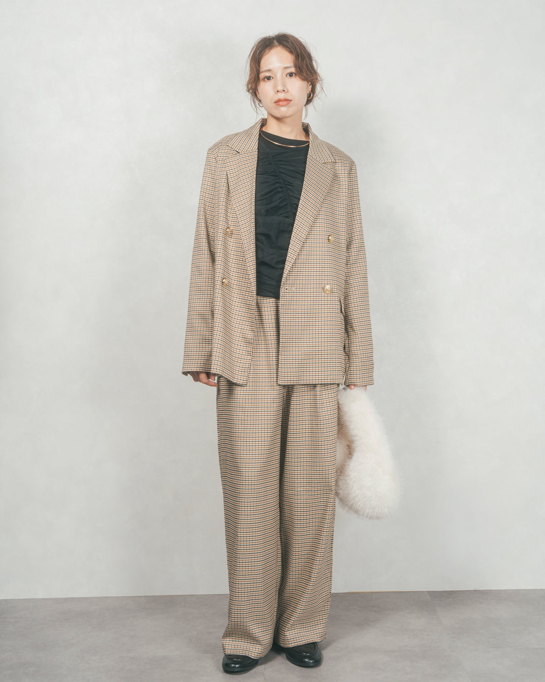 ［SET］Effortless チェックジャケット+Effortless チェックタックパンツ（2SET）