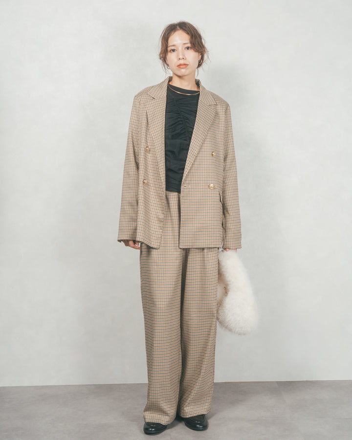 ［SET］Effortless チェックジャケット+Effortless チェックタックパンツ（2SET）