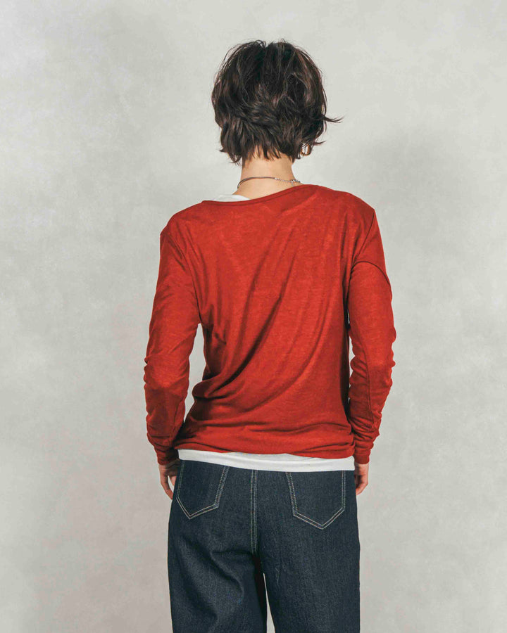 ［SET］Sheerリブヘンリーネックトップス+Sheerリブヘンリーネックトップス（2SET）