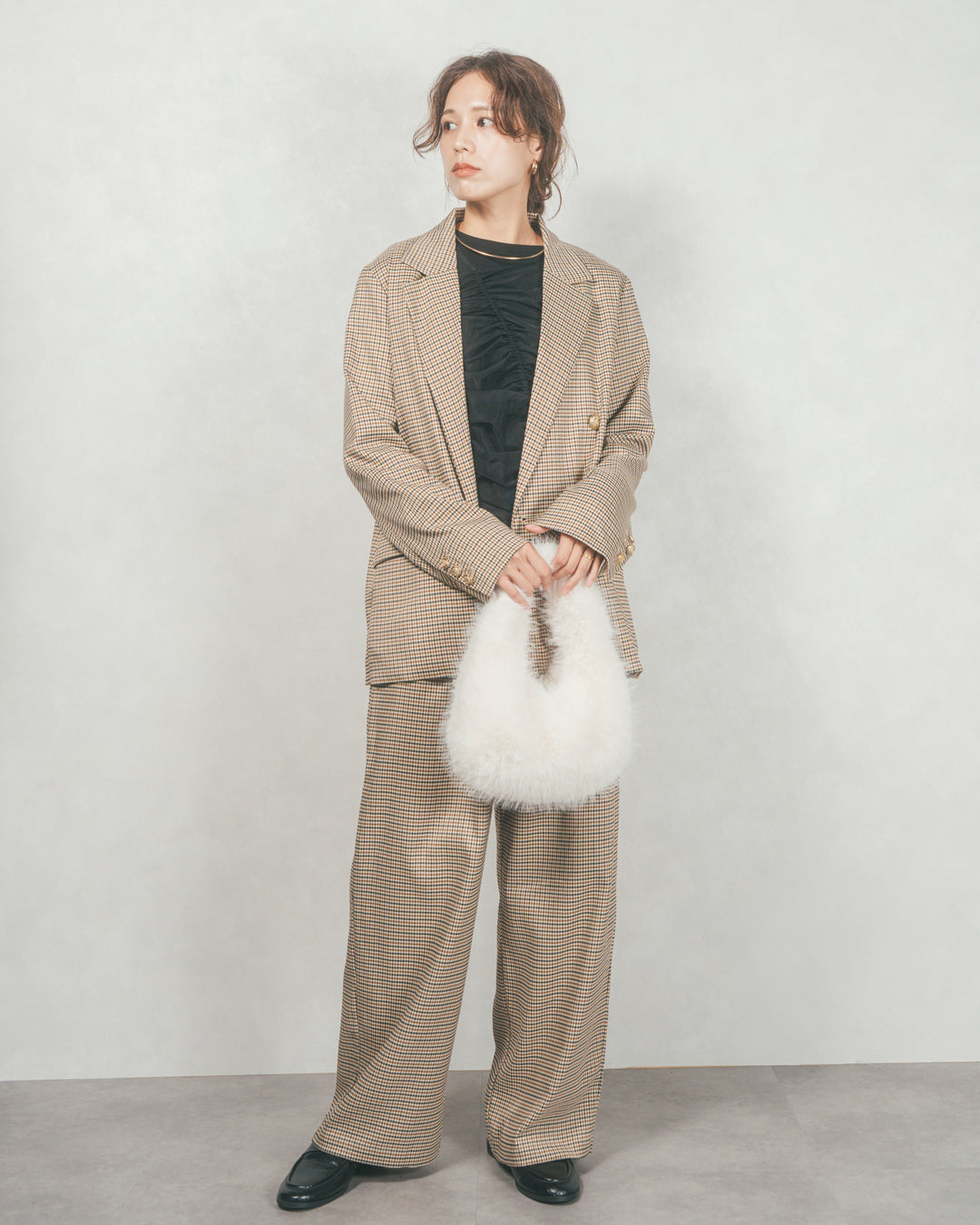 ［SET］Effortless チェックジャケット+Effortless チェックタックパンツ（2SET）