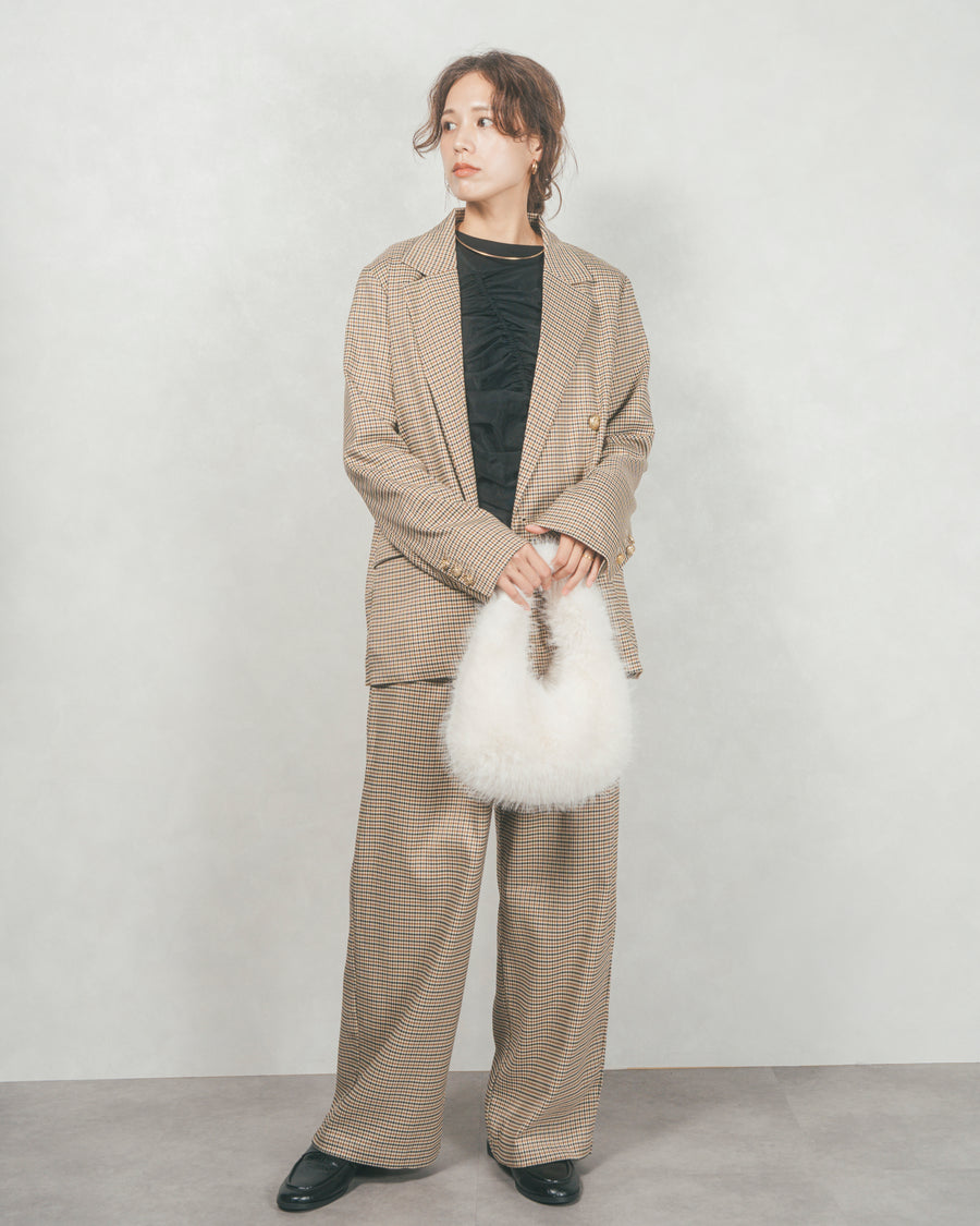［SET］Effortless チェックジャケット+Effortless チェックタックパンツ（2SET）