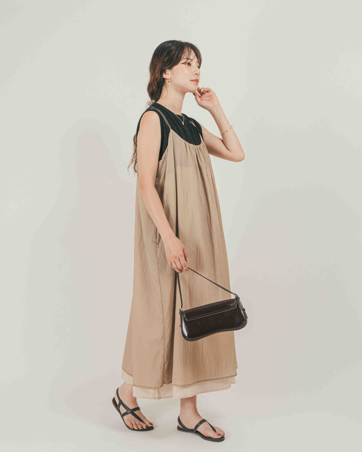 ［SET］Glow Sheer ナイロンキャミワンピース + 【COOL TOUCH】USAコットンノースリーブトップス（2SET）