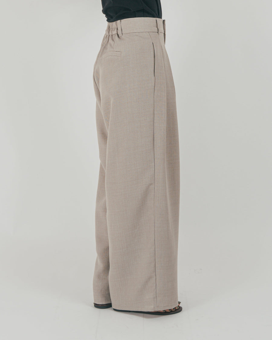 ［SET］スラブTweedバイカラーティアードキャミ + スラブTweedタックワイドパンツ（2SET）