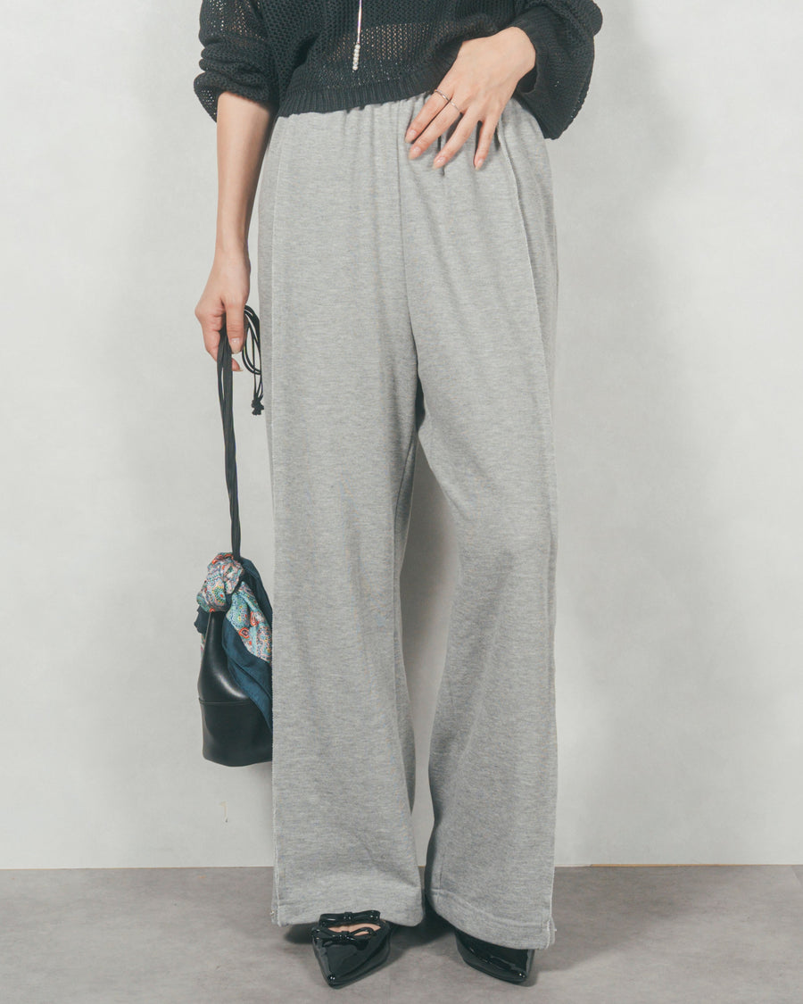 ［SET］2WAYビッグフリルカラーブラウス+モヘアタッチKnitビスチェ+2-Way ウェーブデザインスウェットパンツ（3SET）