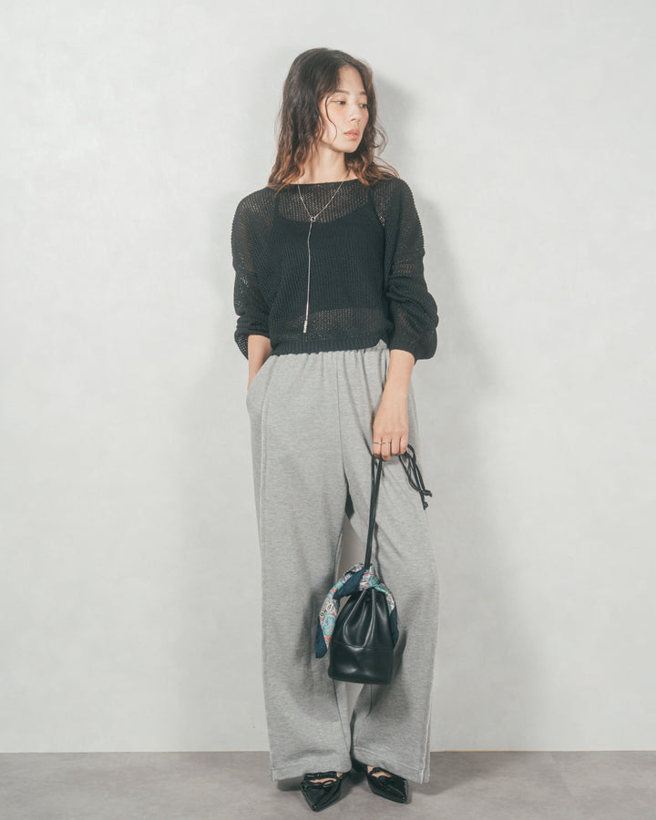 クロップドメッシュニット( BLACK)