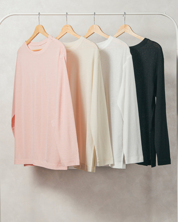 ［SET］ミックスヤーン2WAYカーディガン+スラブシアークルーネックT+センターシーム リラックスカラーデニム（3SET）