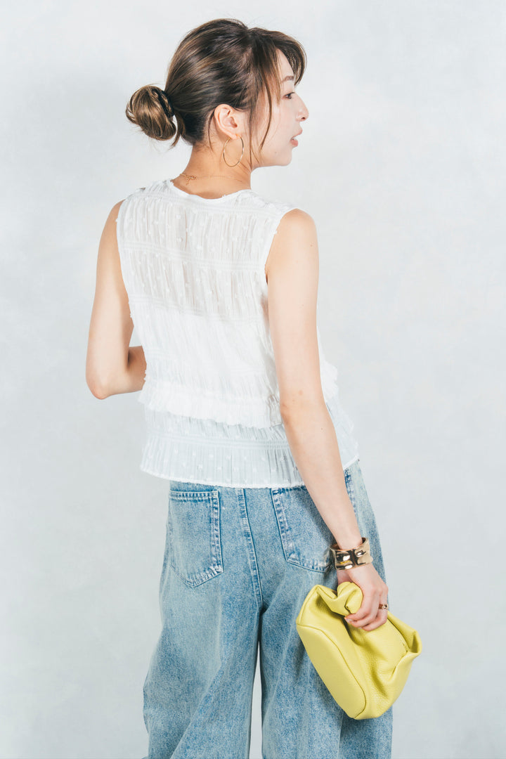 フロントリボンシャーリングトップス (OFF WHITE)