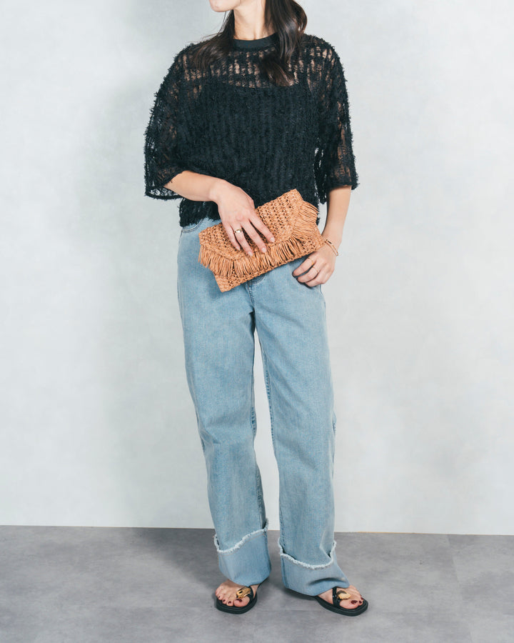 シアーフリンジトップス (BLACK)
