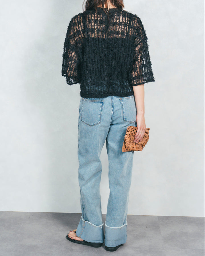 シアーフリンジトップス (BLACK)