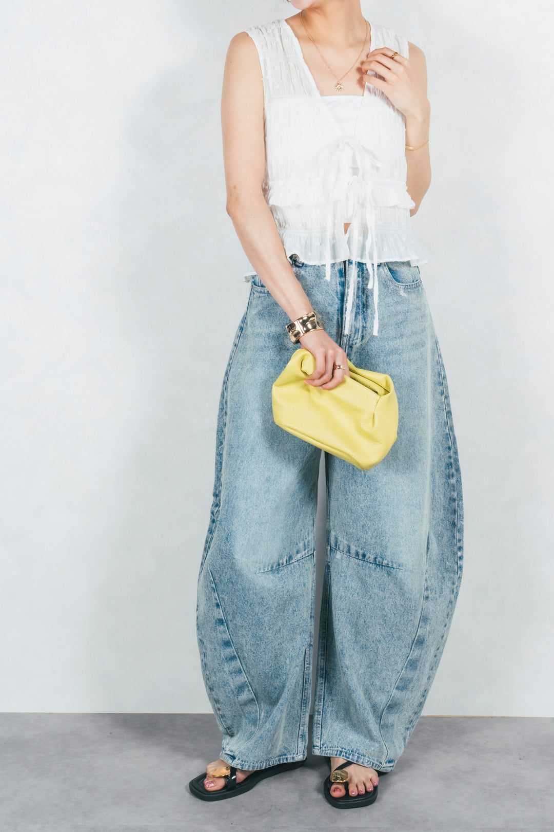 フロントリボンシャーリングトップス (OFF WHITE)