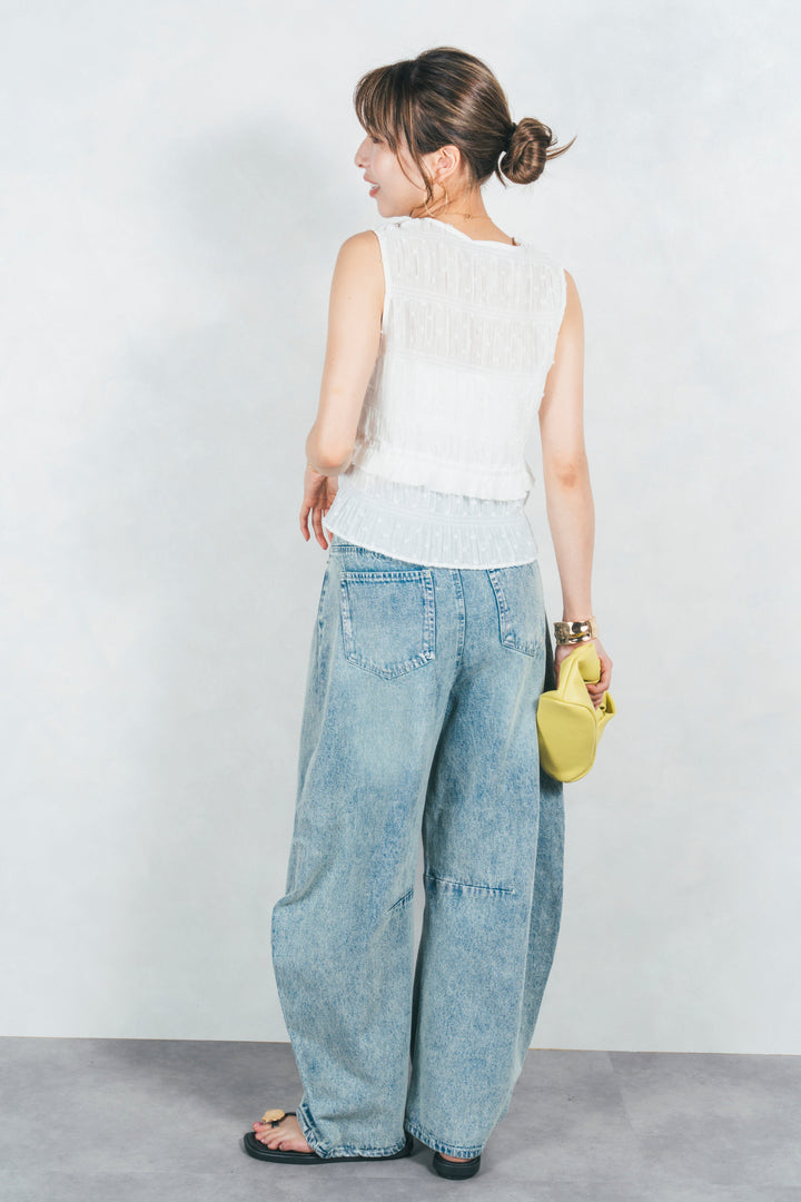 フロントリボンシャーリングトップス (OFF WHITE)