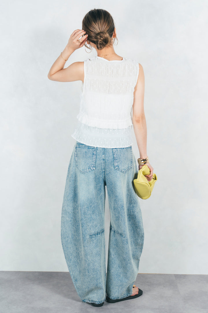 フロントリボンシャーリングトップス (OFF WHITE)