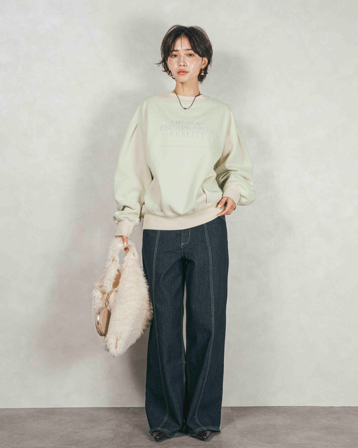 センターシーム リラックスカラーデニム (ONE WASH)