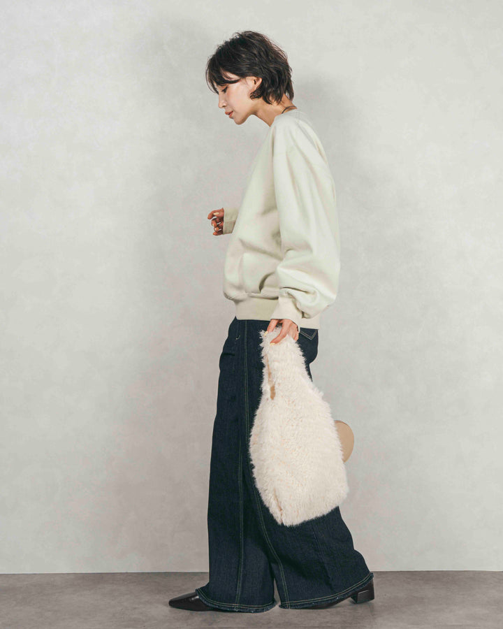 ［SET］裏起毛フロッキーLogoスウェット+センターシーム リラックスカラーデニム（2SET）