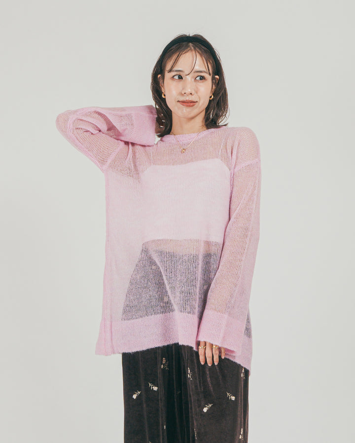 ［SET］モヘアTouchローゲージカラーニット + Flower刺繍 ベロアパンツ（2SET）