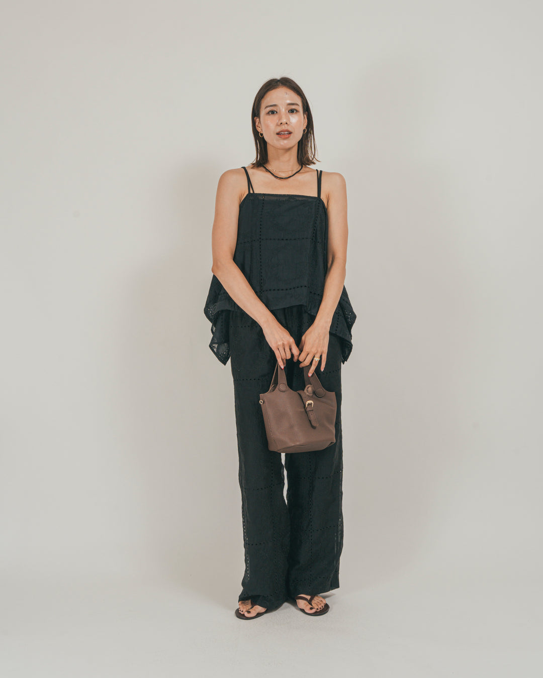 ［SET］パッチワーク刺繍ランダムキャミ + パッチワーク刺繍リラックスパンツ + 【接触冷感・UVカット・防臭】カップ付きリブキャミ（3SET）