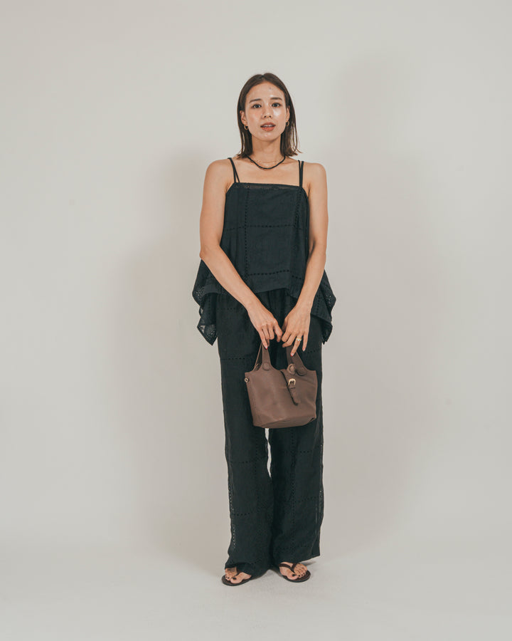 ［SET］パッチワーク刺繍ランダムキャミ + パッチワーク刺繍リラックスパンツ + 【接触冷感・UVカット・防臭】カップ付きリブキャミ（3SET）