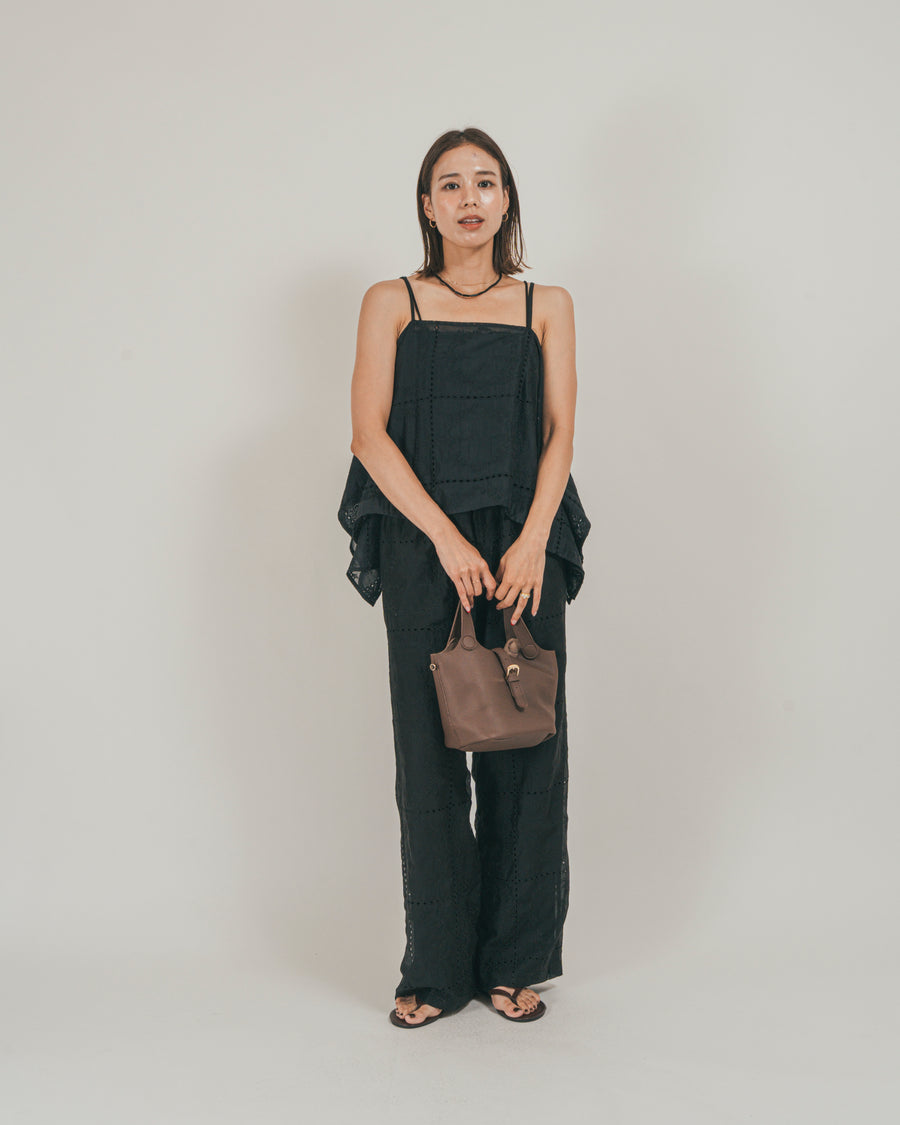 ［SET］パッチワーク刺繍ランダムキャミ + パッチワーク刺繍リラックスパンツ + 【接触冷感・UVカット・防臭】カップ付きリブキャミ（3SET）