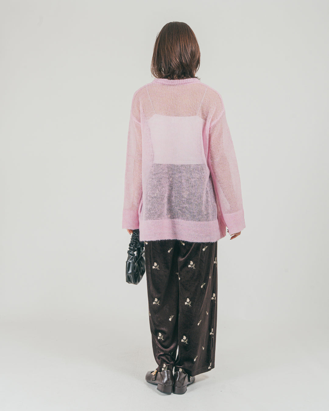 ［SET］モヘアTouchローゲージカラーニット + Flower刺繍 ベロアパンツ（2SET）