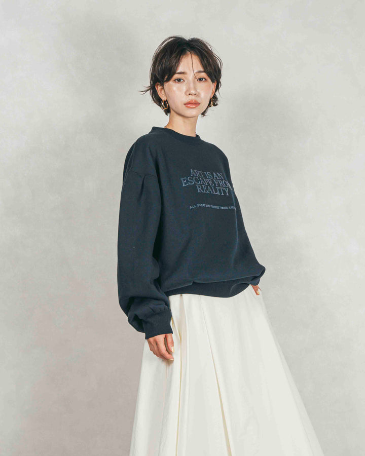 ［SET］裏起毛フロッキーLogoスウェット+アシメFlareタックスカート（2SET）