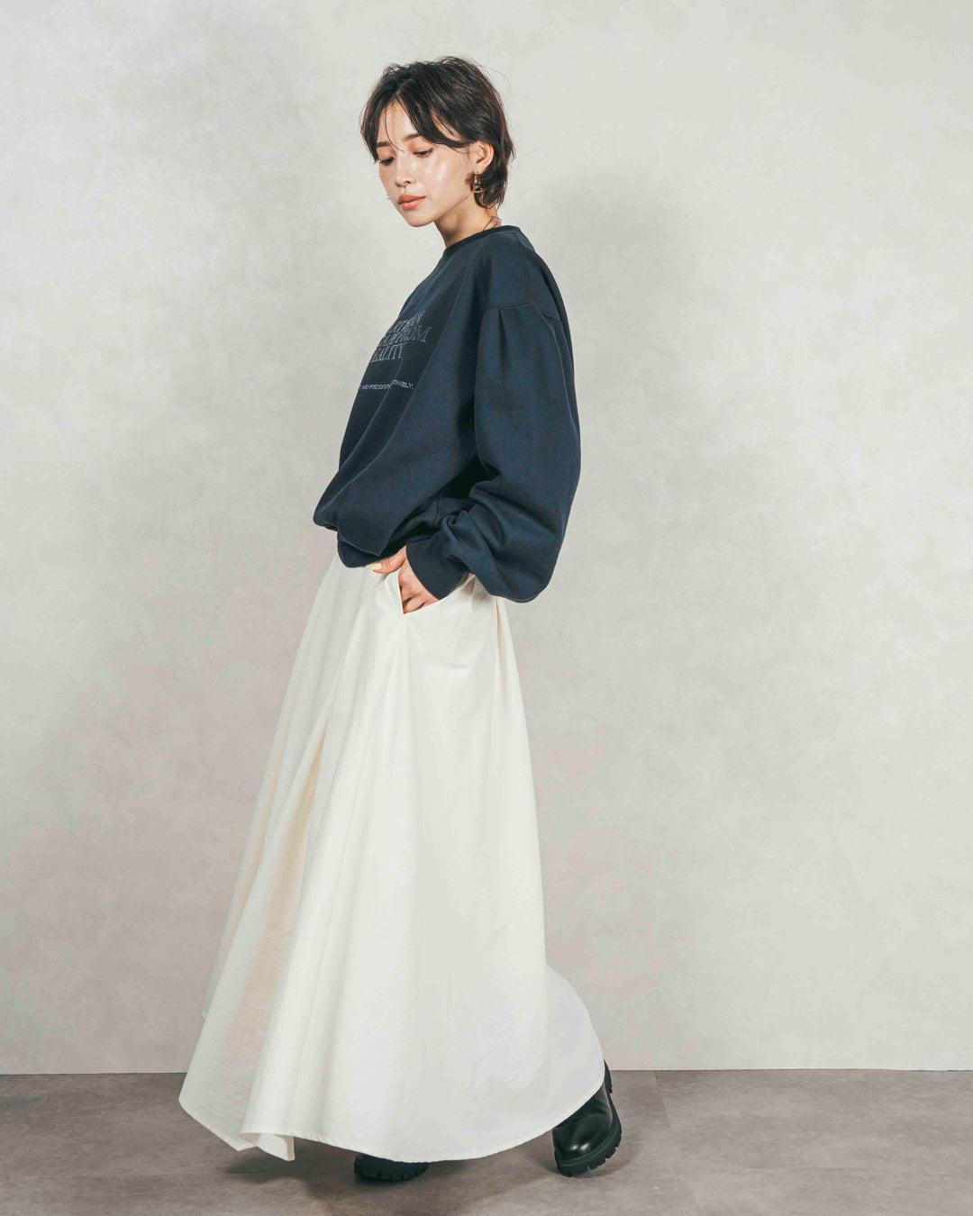 アシメFlareタックスカート (OFF)